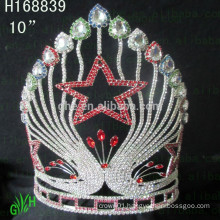 Pentagram Full Round Pageant Crowns Princess Tiara Big Rhinestone Tiara